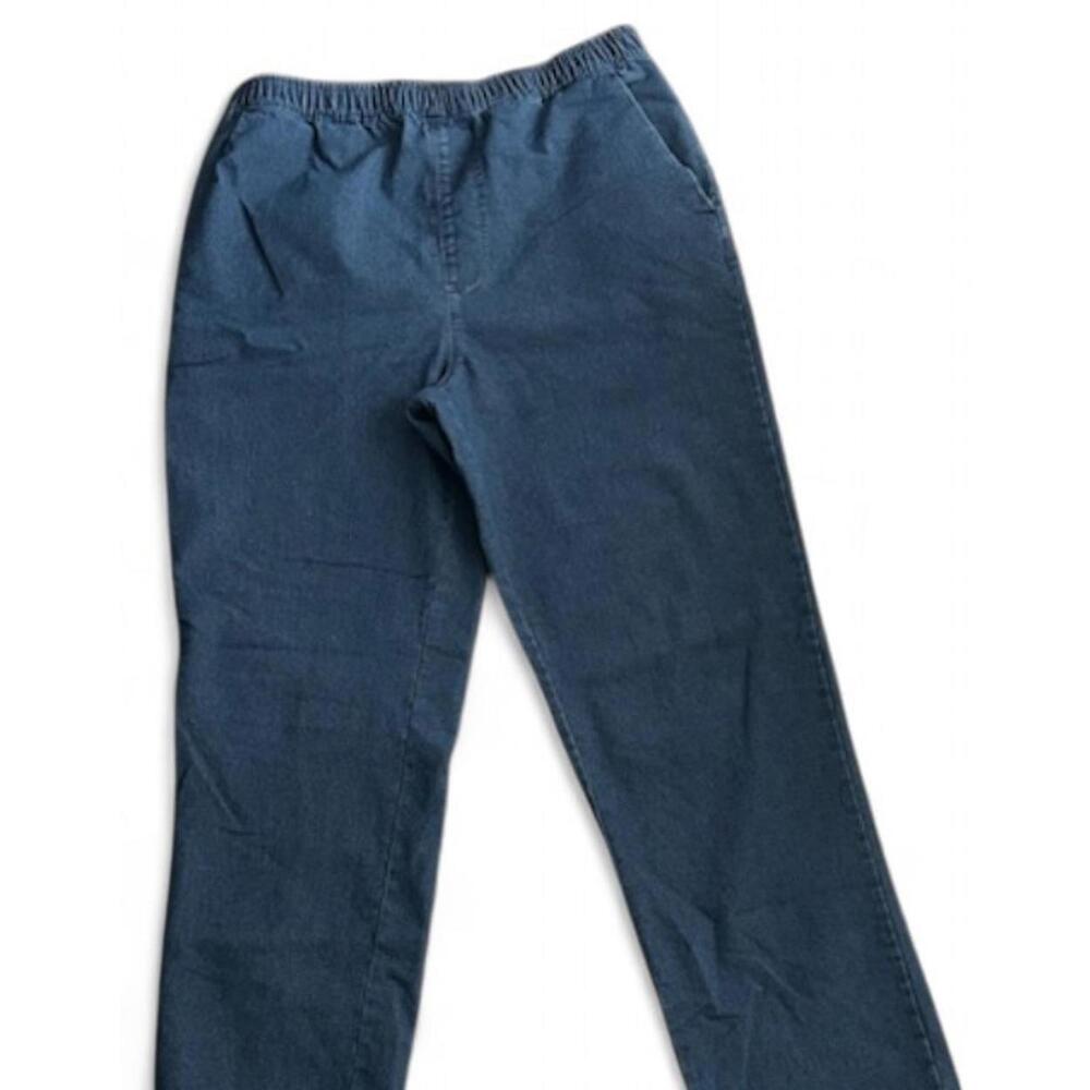 Pembrook Womens Pull-On Denim Pants M Medium Wash Straight Leg Americana Classic